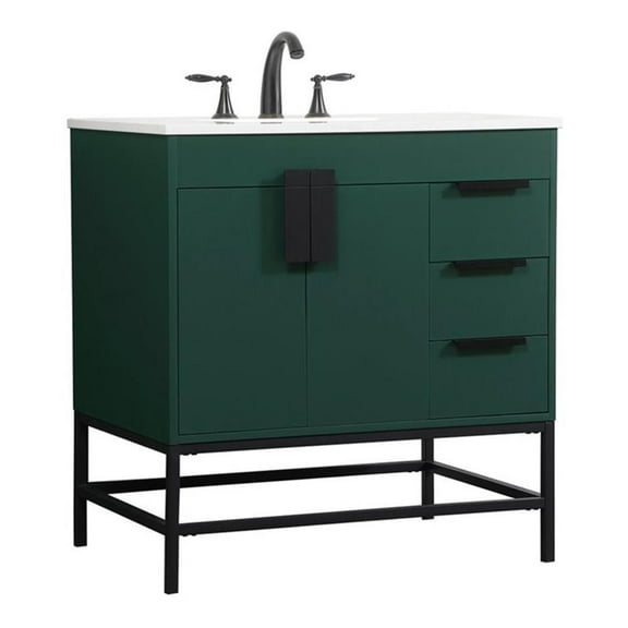 Elegant Kitchen and Bath 32 inch Single bathroom vanity in green