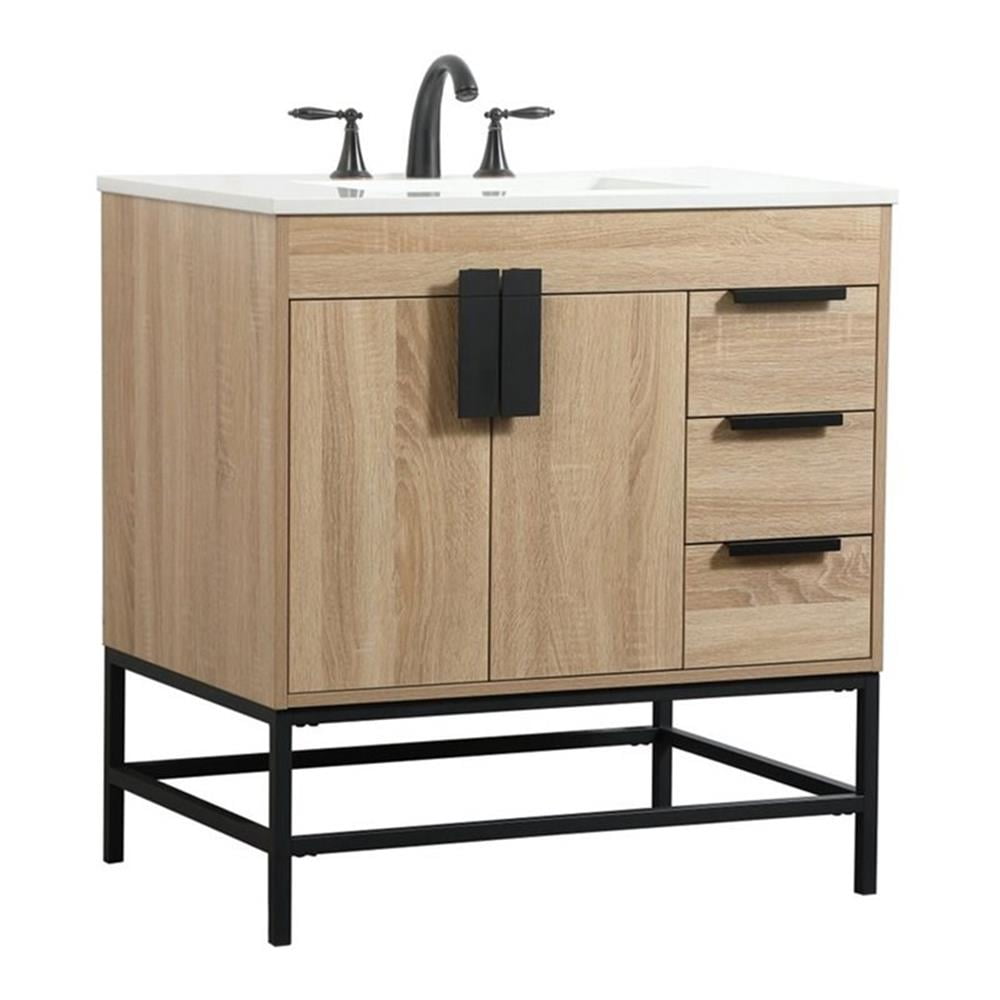Elegant Decor Eugene 32" Aluminum MDF Single Bathroom Vanity in Mango Wood
