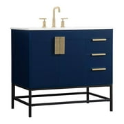 Elegant Decor Eugene 36" Aluminum MDF Single Bathroom Vanity in Blue