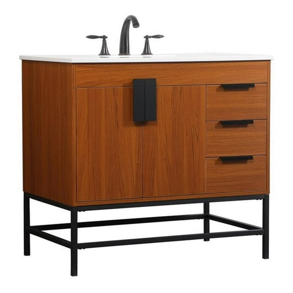 Elegant Kitchen and Bath 36 inch Single bathroom vanity in teak