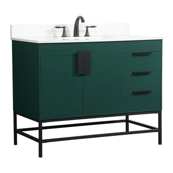 Elegant Decor Eugene 42" MDF Single Bathroom Vanity with Backsplash in Green