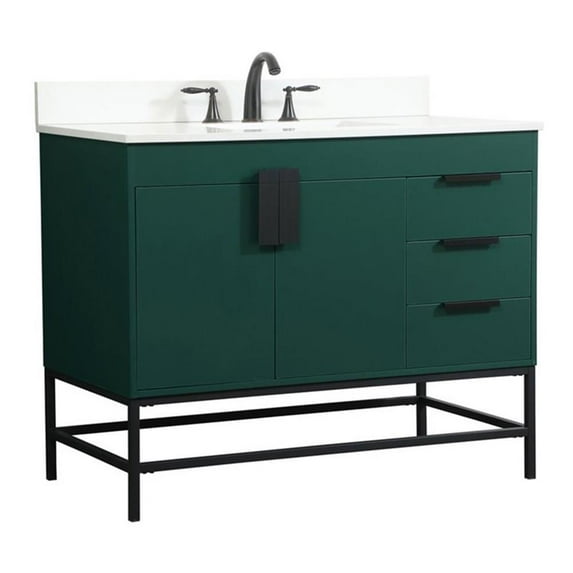 Elegant Decor Eugene 42" MDF Single Bathroom Vanity with Backsplash in Green