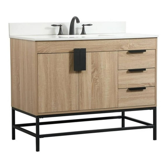Elegant Kitchen and Bath 42 inch Single bathroom vanity in mango wood with backsplash