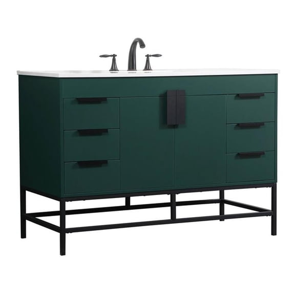 Elegant Decor Eugene 48" Aluminum Iron MDF Single Bathroom Vanity in Green