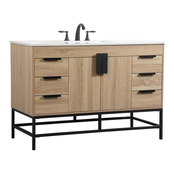 Elegant Decor Eugene 48" Aluminum Iron MDF Single Bathroom Vanity in Mango Wood