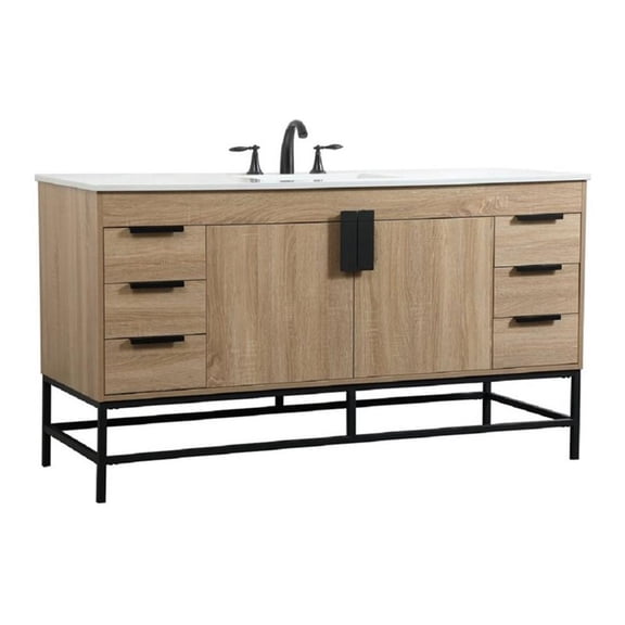 Elegant Decor Eugene 60" Aluminum Alloy Iron Single Bathroom Vanity in Brown