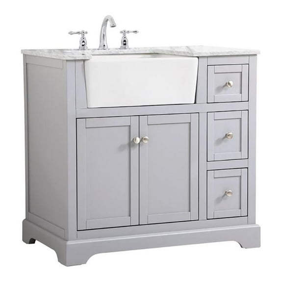 Elegant Decor Franklin 36" Aluminum MDF Single Bathroom Vanity in Gray