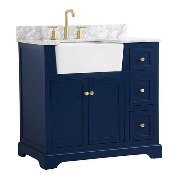 Elegant Decor Franklin 36" MDF Single Bathroom Vanity with Backsplash in Blue