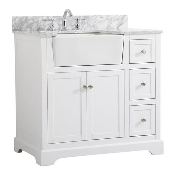 Elegant Decor Franklin 36" MDF Single Bathroom Vanity with Backsplash in White