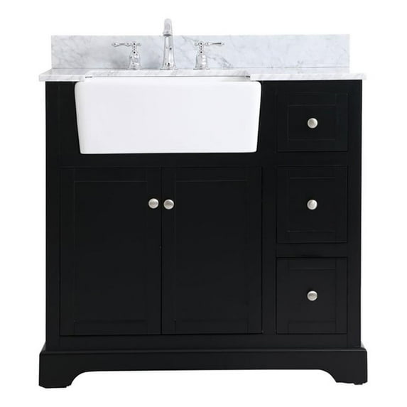 Elegant Decor Franklin 36" Wood Single Bathroom Vanity with Backsplash in Black
