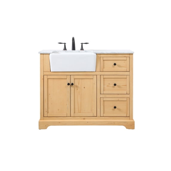 Elegant Decor Franklin 42" Aluminum MDF Single Bathroom Vanity in Natural Wood