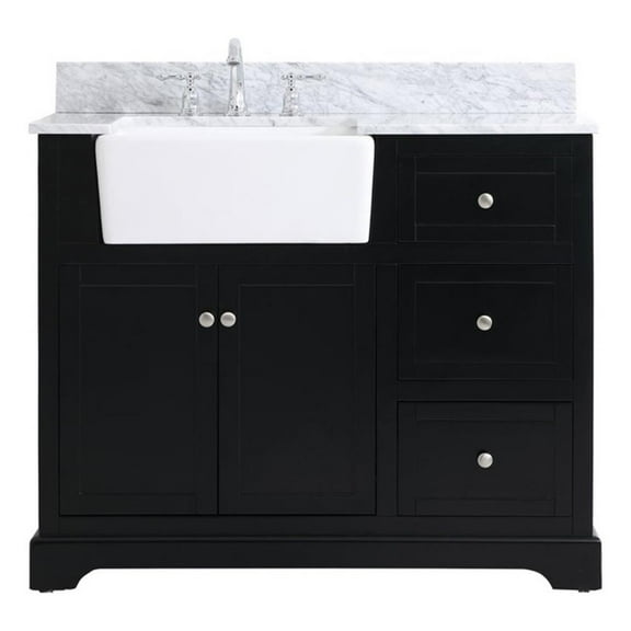 Elegant Decor Franklin 42" Wood Single Bathroom Vanity with Backsplash in Black