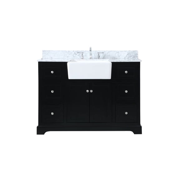 Elegant Decor Franklin 48" Wood Single Bathroom Vanity with Backsplash in Black