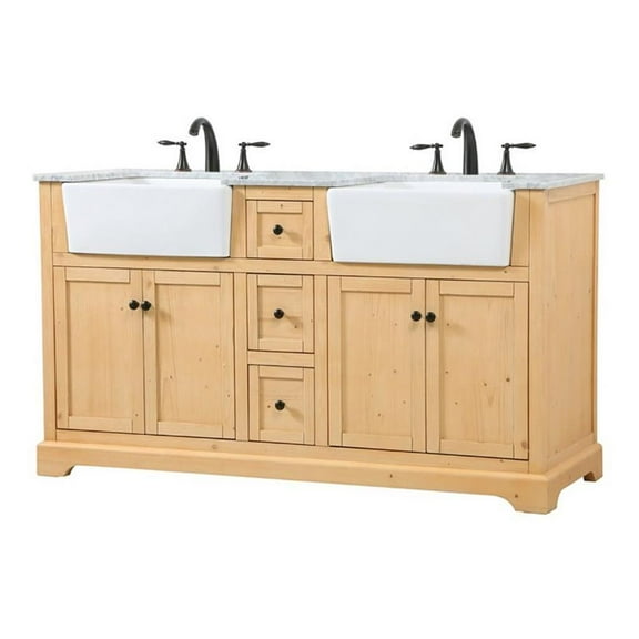 Elegant Decor Franklin 60" Aluminum MDF Double Bathroom Vanity in Natural Wood