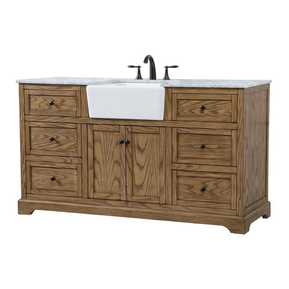Driftwood 60" Single Bathroom Vanity with Carrara White Marble Top