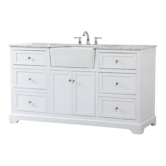 Elegant Decor Franklin 60" Aluminum MDF Single Bathroom Vanity in White