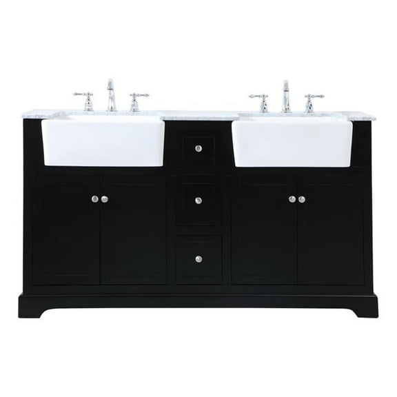 Elegant Decor Franklin 60" Wood Double Bathroom Vanity in Black