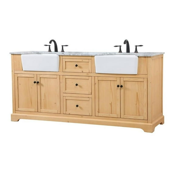 Elegant Decor Franklin 72" Aluminum MDF Double Bathroom Vanity in Natural Wood