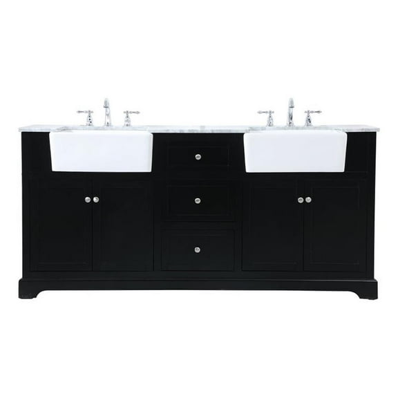 Elegant Decor Franklin 72" Wood Double Bathroom Vanity in Black