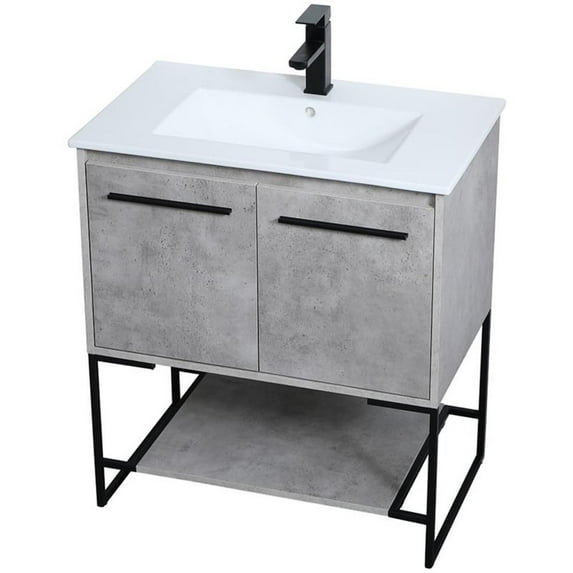 Elegant Kitchen and Bath 30 inch Single Bathroom Vanity in Concrete Grey