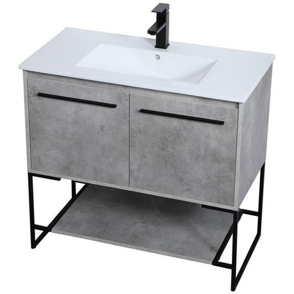 Elegant Kitchen and Bath 36 inch  Single Bathroom Vanity in Concrete Grey