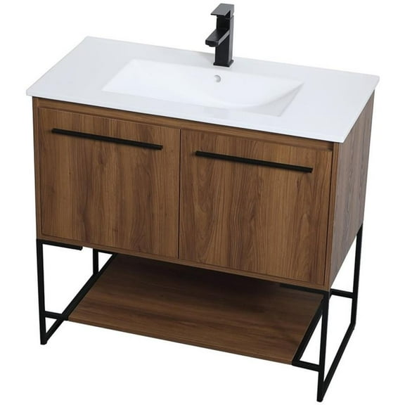 Elegant Kitchen and Bath 36 inch  Single Bathroom Vanity in Walnut Brown