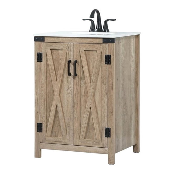 24 inch single bathroom vanity in natural oak