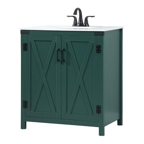 Elegant Decor Grant 30" Aluminum MDF Single Bathroom Vanity in Green