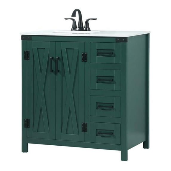 Elegant Decor Grant 32" Aluminum MDF Single Bathroom Vanity in Green