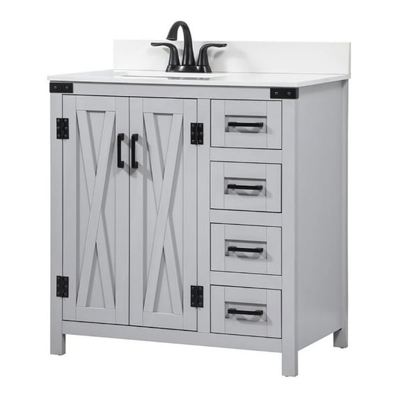 Elegant Decor Grant 32" MDF Single Bathroom Vanity with Backsplash in Gray