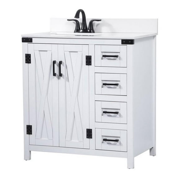Elegant Decor Grant 32" MDF Single Bathroom Vanity with Backsplash in White