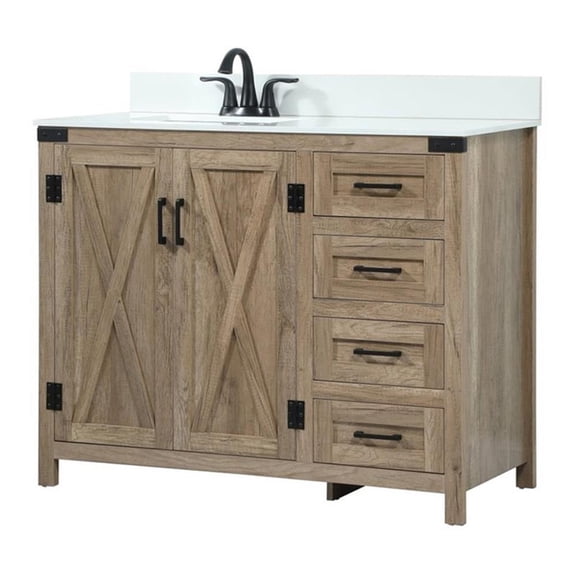 Elegant Kitchen and Bath 42 inch Single bathroom vanity in natural oak with backsplash