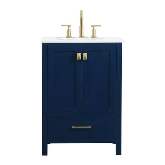 Elegant Decor Irene 24" Zinc Alloy and MDF Single Bathroom Vanity in Blue