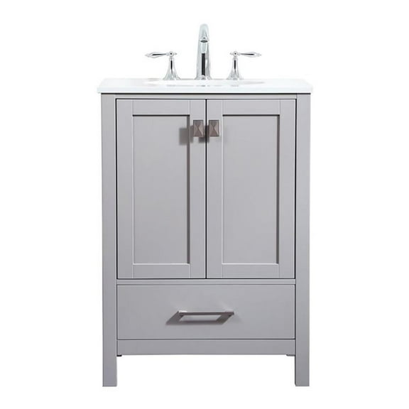Elegant Decor Irene 24" Zinc Alloy and MDF Single Bathroom Vanity in Gray