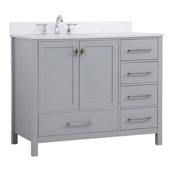 42 inch Single Bathroom Vanity in Gray with Backsplash
