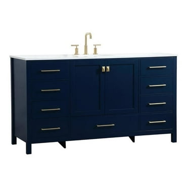Elegant Decor Irene 60" Zinc Alloy MDF Single Bathroom Vanity in Blue