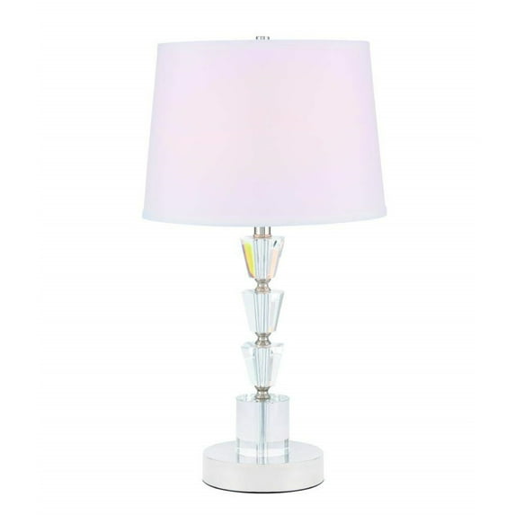 Elegant Decor Jean Multi Tiered Royal Cut Crystal Table Lamp in Polished Nickel