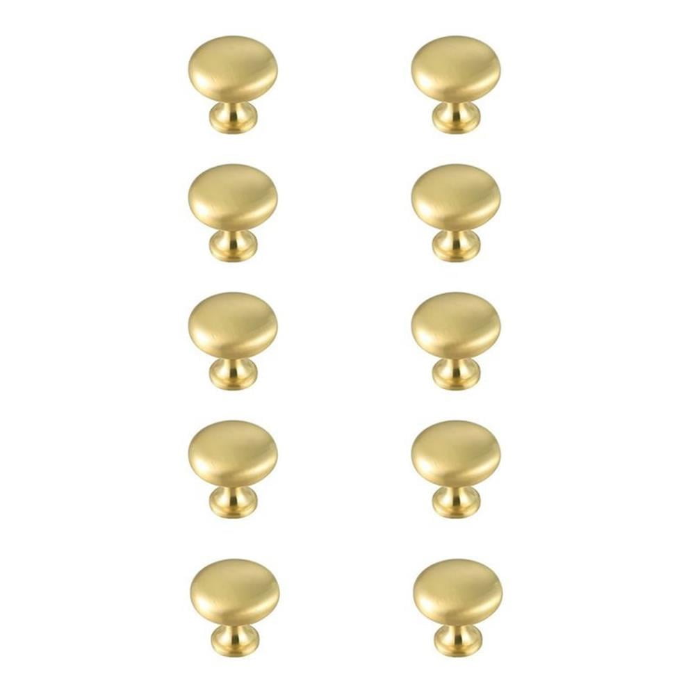 Elegant Brushed Gold Round Mushroom Knob Set with Mounting Hardware