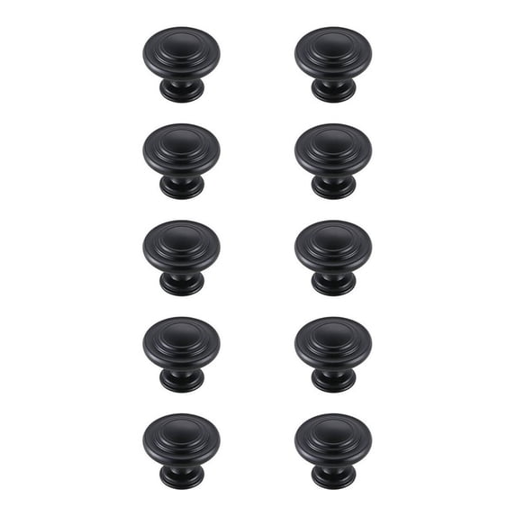 Elegant Decor Home Decorative Minu 1.3" Diameter Matte Black Mushroom Knob Multipack (Set of 10)