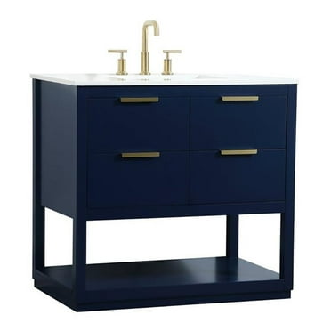 Elegant Decor Larkin 36" Solid Wood MDF Single Bathroom Vanity in Blue