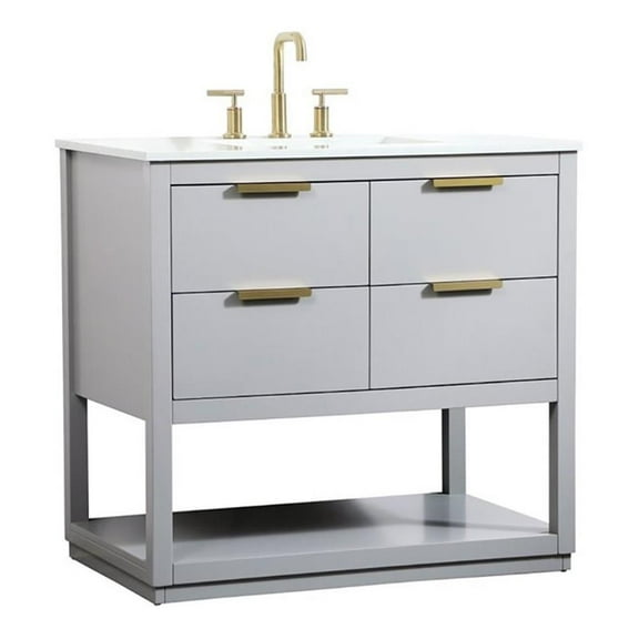 Elegant Kitchen and Bath 36 inch Single bathroom vanity in grey