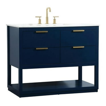 Elegant Decor Larkin 42" Solid Wood MDF Single Bathroom Vanity in Blue