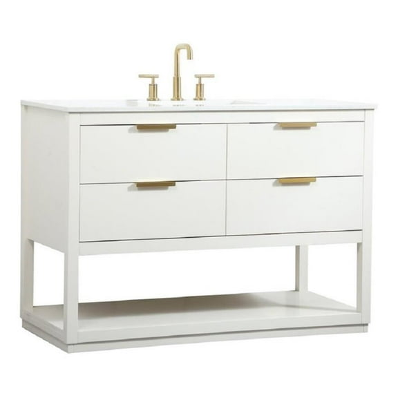 Elegant Decor Larkin 48" Solid Wood MDF Single Bathroom Vanity in White