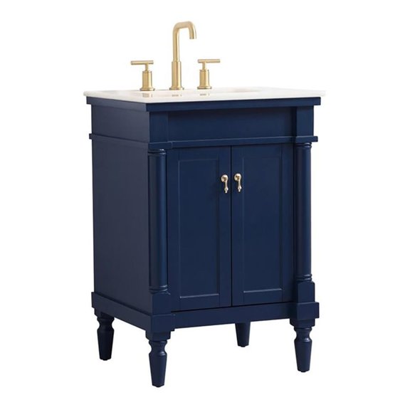 Elegant Decor Lexington 24" Solid Wood Single Bathroom Vanity in Blue
