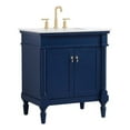 thumbnail image 1 of Elegant Decor 30 Inch Single Bathroom Vanity In Blue With Ivory White Engineered Marble, 1 of 16