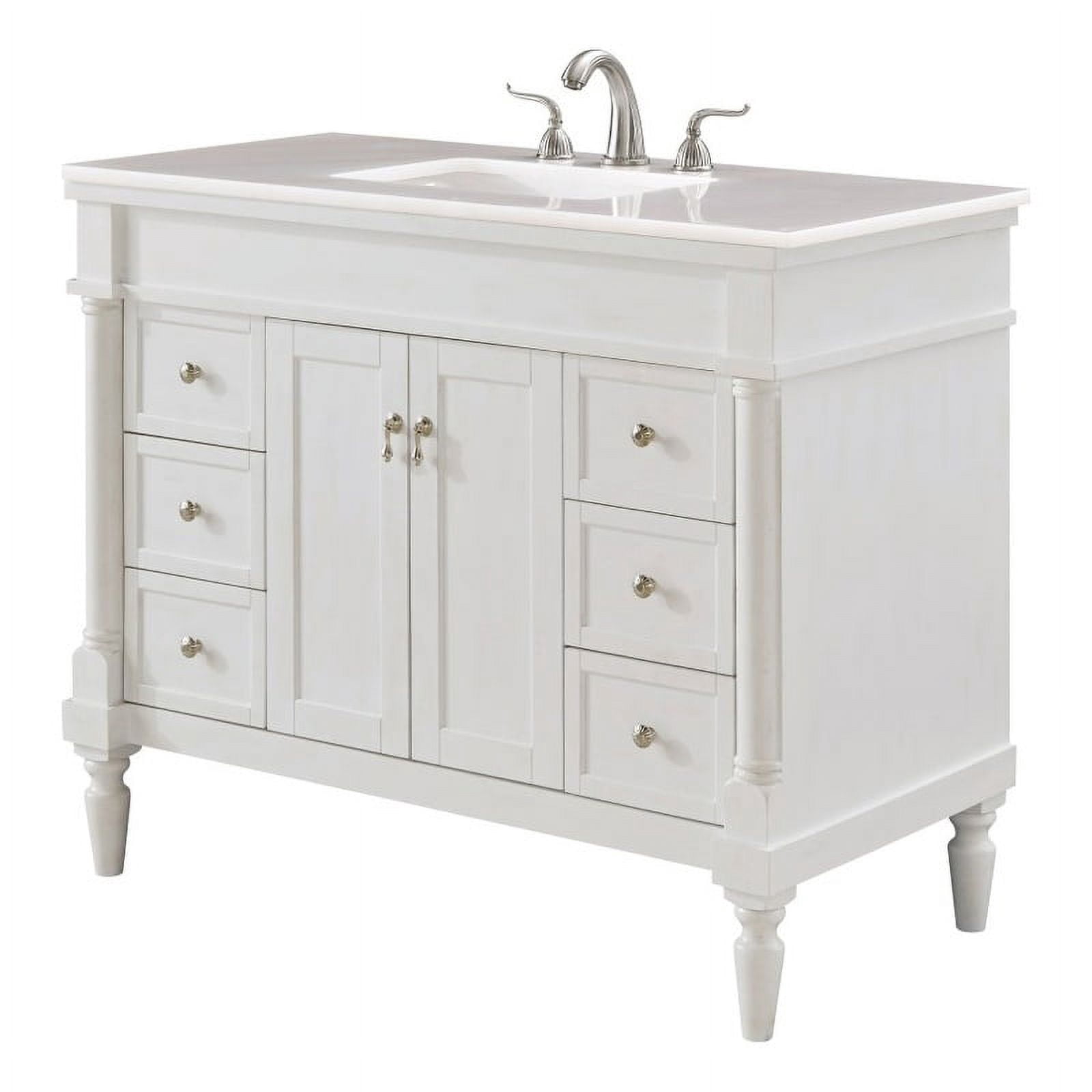 "Elegant Decor Lexington 42"" Solid Wood & MDF Bathroom Vanity, Antique ...