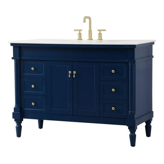 Elegant Decor Lexington 48" Solid Wood Single Bathroom Vanity in Blue