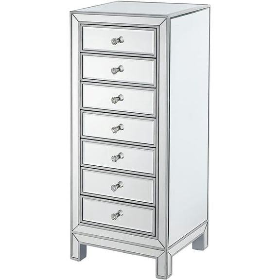 Elegant Decor Lingerie Chest 7 Drawers - Antique Silver Paint - 18 x 15 x 42 in.