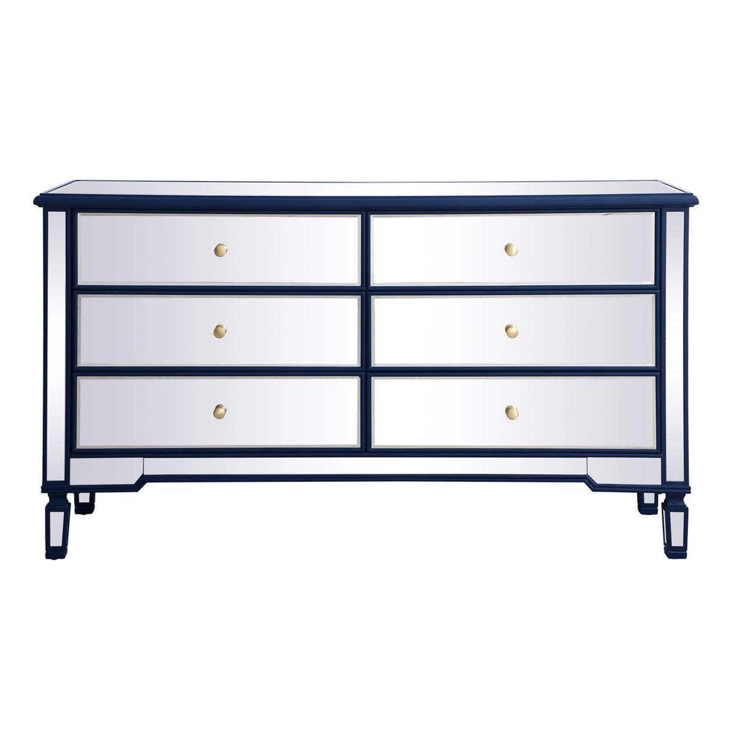 Elegant Decor 60 inch mirrored 6 drawer chest in blue - Walmart.com