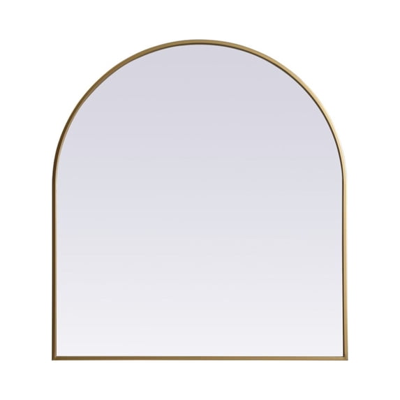 Metal Frame Arch Mirror 33x36 Inch in Brass